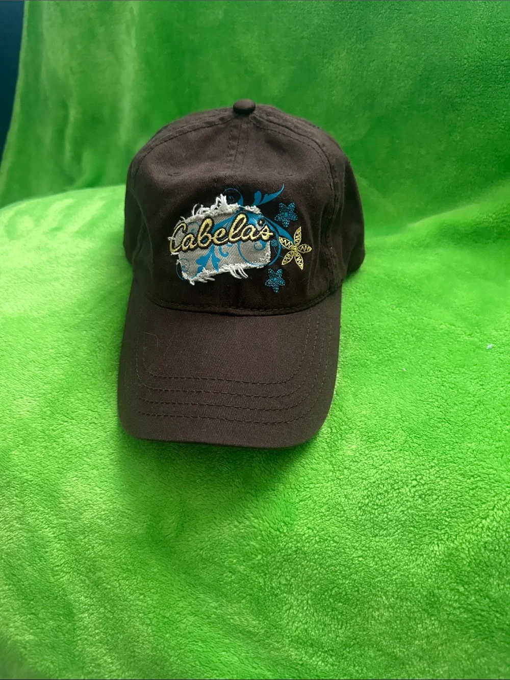 Cabela's Black Kids Embroidered Logo Cap with Blue & Gold Accents